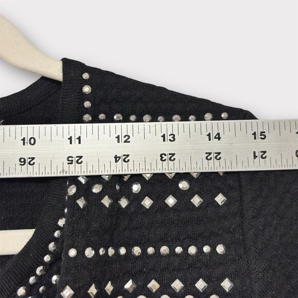 Alfred Dunner Women black studded open-front cardigan Size PS 3/4 Sleeve Office - Picture 5 of 8